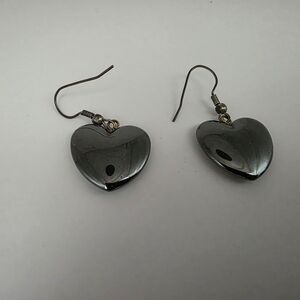 Handmade Hematite Earrings Fishhook Vintage